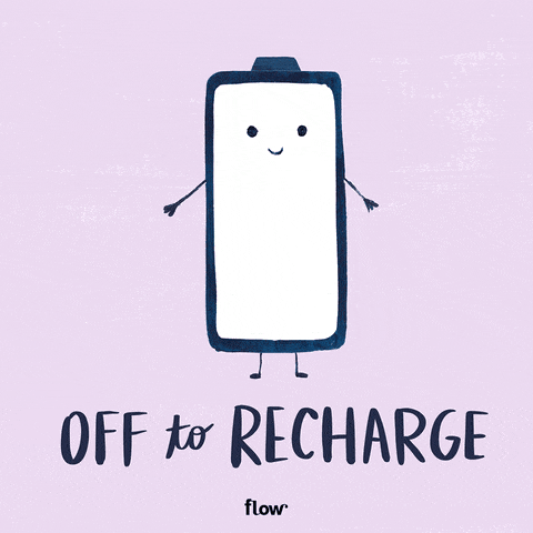 Cartoon off to recharge Cartoon off to recharge